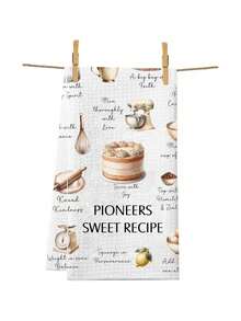 1/2/4pcs Kitchen Towel - Jehovah's Witness Gift With Bilingual Verse & Sweet Recipe Book Design - Pioneer Service Dish Towels For Jehovahs Witnesses - Apricot - View 2