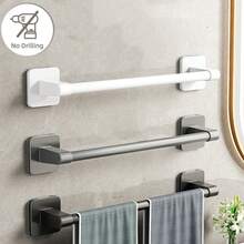 Soporte para toallas de baño, estante para pantuflas sin perforaciones, estante para toallas montado en la pared, barra para toallas, accesorios de cocina y baño X4Z9 - Gris--40CM - Ver 9