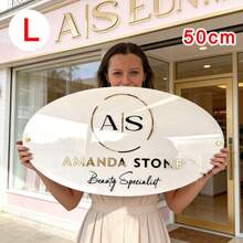 Custom Oval Wall Sign With Gold-Tone Bracket, Includes All Installation Materials, Customizable For Hair Salons, Outdoor Beauty Rooms, Lash Studios And Other Commercial Signage, Modern Decor For Specialty Shops - Multicolor - View 15