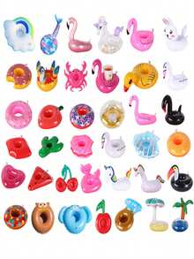 20pcs Inflatable Drink Cup Holders, Inflatable Floating Drink Cup Holders, Swimming Pool Drink Floats, Floating Cup Holders, Inflatable Drink Coasters, Inflatable Flamingo Cup Holders For Swimming Pool Party - Multicolor - View 1