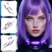 FTVLTAT 40 Piezas de Tatuajes Temporales de K-Pop - Tatuajes Temporales de Diseño de Rayas Multicolor con Láser y Relámpagos Láser, Perfectos para Fiestas y Regalos Festivos, Ideal para Disfraces de Halloween y Cosplay de Anime Hunter - Multicolor - Ver 7