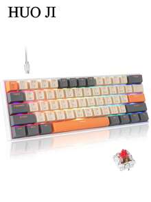 Teclado para portátil pequeño con cable compacto 60% Magegee 61 teclas y retroiluminación RGB para Windows portátiles y players - Ver 11