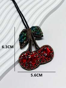 1pc Cherry Shaped Faux Diamond Embellished Bag, Fashionable Elegant Elegant, Minimalist Cute, Multifunctional, Stylish Humorous, Can Be Customized As Shoulder Bag, Crossbody Bag, Handbag, Underarm Bag, Cosmetic Bag - Burgundy - View 4