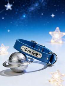 [Customized] Adjustable Faux Leather Pet Collar With Customizable Pet Name And Phone Number - Gift For Pets From Owners - Multicolor - View 4