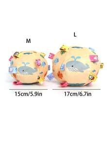 1个柔软毛绒狗狗训练铃铛球，互动玩具，猫狗追逐玩具，柔软布料材质，可水洗重复使用宠物玩具 - 彩色 - 查看 2