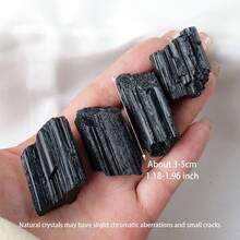 1pc Natural Black Tourmaline Jet Stones Raw Ore Irregular Crystals Divination Mineral Specimen Eliminate Magnetism Fathers Dad Christmas Gift - Black Tourmaline Rough Stone - View 12
