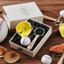Juego de regalo de llavero de béisbol personalizado, llavero de bate y guante de béisbol (adecuado para hombres, adolescentes), regalos para entusiastas de los deportes, regalo ideal para él - Llavero de béisbol multicolor - Ver 2