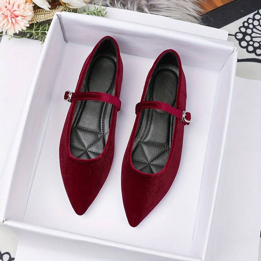 2026 Scarpe Mary Jane a punta, chiusura con fibbia, scarpe basse da pendolare per donne, adatte per tutte le stagioni