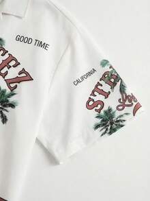 热带度假风男士衬衫，宽松椰树印花上衣，复古洛杉矶图案衬衫，适合美丽的沙滩假期 - 彩色 - 查看 4