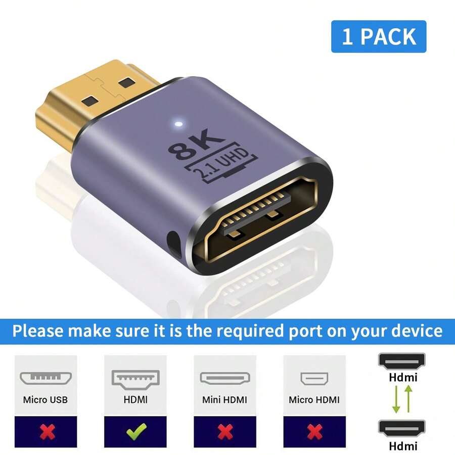 8K  延長アダプタ, 超高速48Gbps  2. 1 オス to メス延長アダプタ, 8K 60Hz / 4K 120Hz HDR対応 Switch/ テレビ/ HDTV/ Roku/  360/ / PS3などに対応, 1枚 - チェックする 1