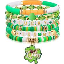 Vòng tay may mắn ngày Thánh Patrick - Món quà đính cườm hình cỏ ba lá Ireland dành cho phụ nữ và bạn bè - mặc định - Xem 6