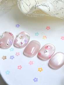 春季迷你小花亮片美甲饰品 可爱梅花闪粉美甲装饰 日式美甲配件 女士沙龙美甲装饰 - 彩色 - 查看 4