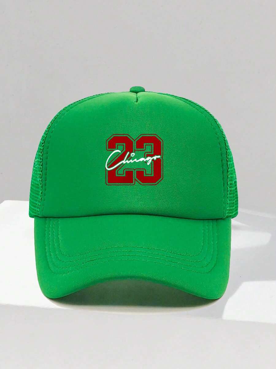 1顶时尚海绵帽，23号印花，成人卡车司机帽，棒球帽，钓鱼帽，趣味礼物帽，男女皆宜，春夏款 - 彩色 - 查看 1