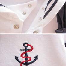Baby Boy Girl Sailor Outfit Short Sleeve Striped Marine Navy Romper Bodysuit Jumpsuit Summer Party Casual Clothes - 白色 - 查看 5