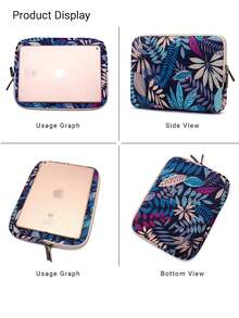 Plant 1pc LISEN 8-Inch Tablet Sleeve Bag, Suitable For 7.9-Inch Apple Mini, 8.4-Inch M5/M6/Y700 - Colorful Leaves Blue Background - View 3