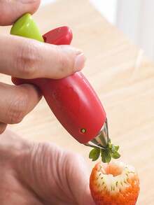 1pc/2pcs/4pcs Stainless Steel Strawberry Huller, Fruit Stem Remover, Tomato Leaf Picker - Multicolor - View 4