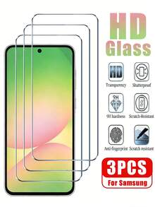 防震钢化玻璃屏幕保护膜 3 片装，兼容三星 Galaxy A56 5G [9H 硬度] 高清钢化玻璃屏幕保护膜，适用于 A17 A16 A55 A54 A34 A13 A14 A50S S24 FE 等机型，防刮花，易于安装，兼容手机壳，生日礼物，送给家人朋友的礼物，手机配件，防水防摔，防指纹，全覆盖，周年纪念派对礼物 - 無色 - 查看 27