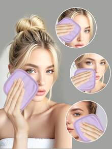 3/6/12pcs Makeup Remover Pads, Edged Design, Reusable, Soft & Moisturizing Cleansing Wipes - Multicolor - View 2