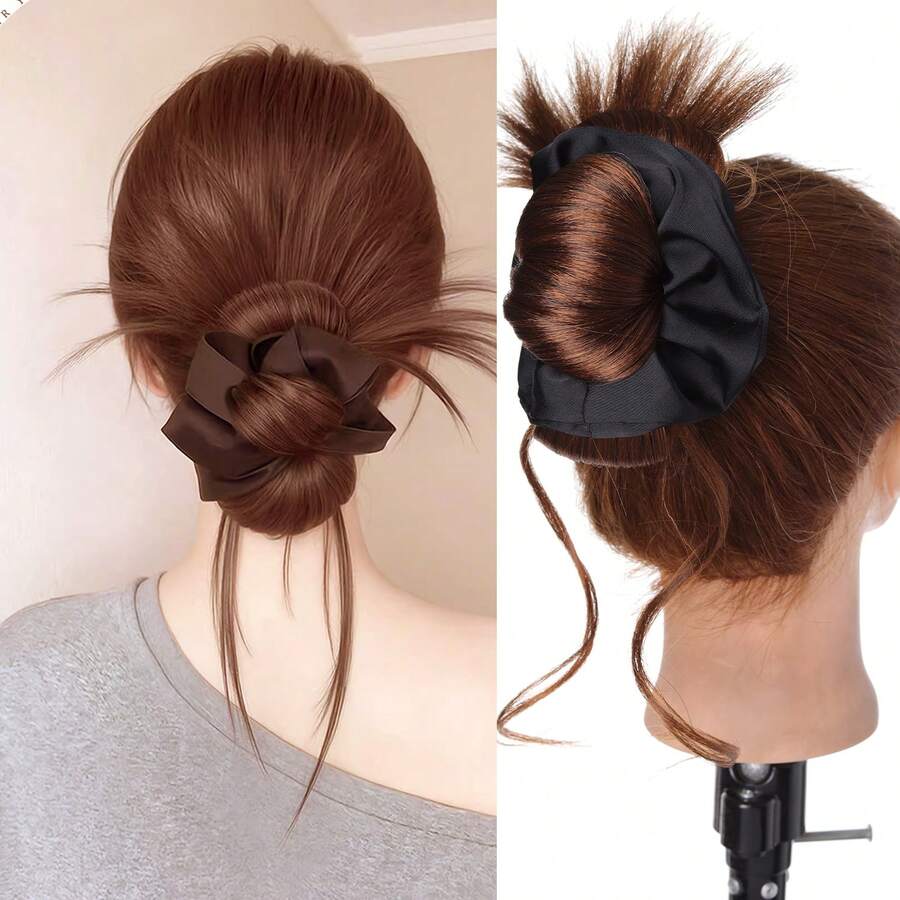 12英寸合成发髻发片，低发髻假发夹式花朵发髻造型工具，自然蓬松低发髻假发