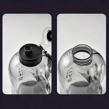 Bình nước thể thao chống rò rỉ 57,48oz - Chất liệu PC bền, dung tích lớn và vạch chia chính xác, phù hợp cho các hoạt động ngoài trời, tập thể dục, đạp xe và đi học. - màu đen - Xem 6