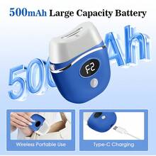 Hailicare 二合一电动修甲修脚工具，蓝色 - 电动指甲钳+磨脚器，两档速度调节，双刀头，5V 500mAh 可充电锂电池，便携式个人护理设备 - 藍色 - 查看 8