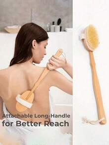 1 Conjunto Escova de Limpeza Corporal com Alça Longa Destacável, Inclui Escova de Chuveiro, Escova Seca, Escova Massageadora de Pés e Costas, Esfoliação Suave, Adequado para Chuveiro e Banho, Presente de Verão - Vários estilos - Visão 4