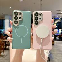 適用於 Galaxy S26Ultra S25Ultra A56 A37 A57 A55 A36 A16 的高級 PC 手機殼，磁吸手機殼，相容於 A35 A17 A26 A54 S24 S23 S22 A15 A32，防震、全覆蓋、超薄、硬殼，適用於新款 4G 機型，手機殼，夏季，手機配件，S25 Ultra 手機殼 - 波濤藍 - 查看 5
