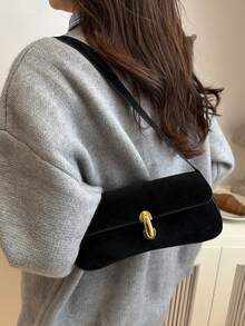 2025新款法式小众腋下包，法棍包，时尚手提包，百搭女士单肩包，秋季款 - 黑色 - 查看 2