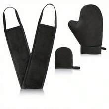 3pcs Self-Tanning Gloves Set, Includes Back Applicator, Mini Face Gloves, Soft & Easy To Apply, Reusable & Washable, Unisex - Multicolor - View 7