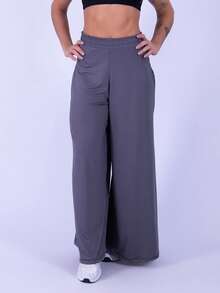 Rocca Fitness Long, Wide-Leg Microfiber Trousers By Fluit, Elegant Women's Fashion. - 灰色 - 查看 6