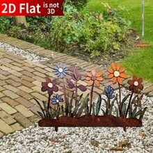 Valla de jardín de estilo campestre de 2D plana, de 1 pieza, de acrílico con diseño floral - Valla decorativa resistente al viento y al agua para el patio, el jardín y la parte superior de la valla, decoración floral, adecuada para 11 días festivos - flores - Ver 4