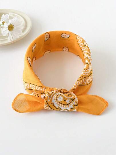 1pc Unisex Paisley Pattern Bandana, 54.5*54.5cm Casual Neckerchief Headwear For Outdoor Cycling, Hiphop Style