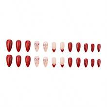 Burgundy Cat Eye French Bow Elegant Sweet Versatile European And American Style Detachable Manicure, Keeps You Radiantly Beautiful All The Time - Multicolor - View 2