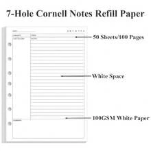 Size Cornell Notes Filler Paper - A5 TUL Custom Note-TaFKing System 8 Disc Discbound Refill Pages, 50 Sheets/100 Pages, 100 Gsm White Paper, 5.8\ X 8.3\ - 8碟裝/青少年尺寸 - 查看 6