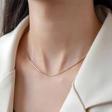 1 pièce Collier délicat pour femme en argent sterling S925 plaqué or, longueur optionnelle 40/45/50/55/60cm, hypoallergénique, chaîne élégante pour la clavicule, chaîne en argent à la mode, convient pour les cadeaux de la Saint-Valentin, l'anniversaire, l'anniversaire, Thanksgiving et Noël - Doré - Voir 5