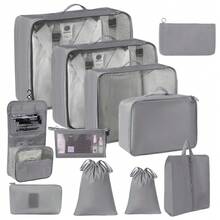 Suitcase Organiser Set, Beige, 11-Piece Packing Cubes Set, Waterproof Travel Clothes Bags, Suitcase Organiser For Holidays And Travel, Packing Cube Set, Travel Cube - Grey - View 11