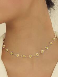 1条混色雏菊项链，1/2件雏菊项链手链套装（含蝴蝶吊坠） - 彩色 - 查看 4