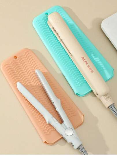 Estera de silicona resistente al calor de doble capa portátil, resistente al calor hasta 480°F, antideslizante, con bolsa de almacenamiento para viajes, para herramientas de cabello y cosméticos de viaje