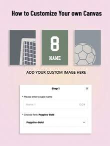 3pcs Personalized Name Canvas Poster Wall Art, Customized Football Theme Prints, Football Goal Number Name Decor, Sports Theme Room Decoration, Home Office Wall Art - Multicolor - View 4