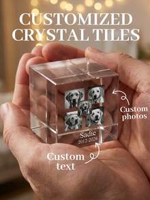 Multi-Image Pet Crystal Carved Decoration, Dog Cat Multi-Image Memorial Crystal, Pet Owner, Pet Lover, Mourner, Gift Buyer, Pet Memory, Gift Giving, Pet Memorial Day, Pet Anniversary - 5 Photos - View 3