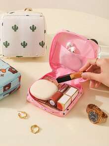 1 Piece Cartoon Design Sanitary Napkin Storage Bag, Tissue Holder, Lipstick And Cosmetic Case, Toilet Paper Organizer, Multifunctional Feminine Hygiene Bag - Multicolor - View 6