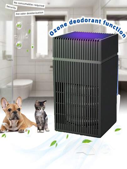 1件装卧室宠物异味消除器兼空气净化器，臭氧杀菌器，家用甲醛和烟味去除器，小型空气清新剂，带HEPA过滤器，USB供电，静音运行，适用于家庭、卧室、办公室、宠物房