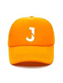 1件装时尚海绵帽 J 字母印花成人卡车司机帽棒球帽钓鱼帽趣味礼物帽男女通用春夏款 - 彩色 - 查看 9