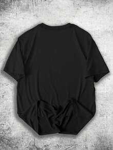 Customized Men's T-Shirt With Personalized Graphic Design, Customizable Shirts, Fashion Tops, Customizable Patterns, Heat Transfer Printing, Celebrities, Sports, Anime, Graphics, Hobbies, Customized Gifts, Holiday Gifts - Black - View 4