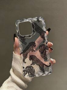 编织波浪边极简优雅TPU动物豹纹彩绘防震保护手机壳，兼容 17 Pro/17 Air/17/17 Pro Max、16/11/16 Pro/16 Plus/16 Pro Max/16 e/15 Pro Max/13/14/12/XS/XR/7G/8 Plus/XR/7/8，彩绘保护软壳，适用于 15 Pro Max、13、14、12、X、14，编织波浪边TPU防震软壳 - 彩色 - 查看 6