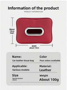 Leather Car Tissue Box, Car Tissue Paper Holder Armrest Box, Seat Back Hanging Portable Tissue Paper Bag - A - View 7