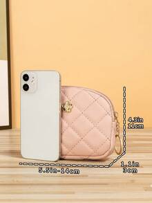 休闲时尚菱形刺绣零钱包，女士迷你钱包，小钱包，零钱包，教师配饰，可爱钱包，可爱小物，复古钱包，钱袋，旅行必备夏季钱包 - 粉色 - 查看 4