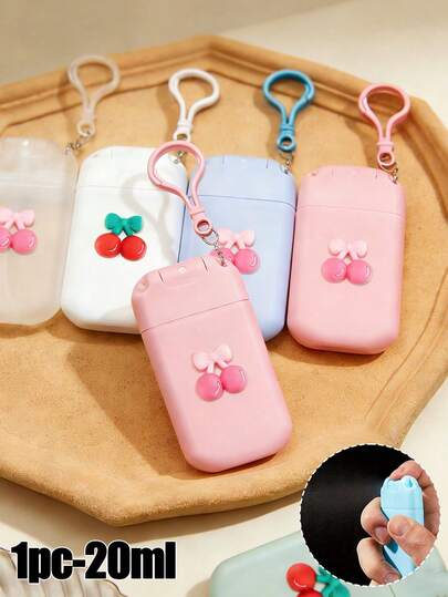 20ml-Portable Card-Type Spray Bottle 0.68 Oz Card-Type Perfume Sprayer, Cute Pink Cherry Decoration,Perfume Is Bottled Separately, Water Essence Is Bottled Separately, And Bottled Separately With Nozzles, With A Lanyard, Which Can Be Easily Carried And Refilled With Plastic Fine Mist Spray Bottle. Empty Spray Box Hook Is Suitable For Hand , Hair And Facial Makeup Travel (Multi-Color Optional),Back To School, Travel Essentials