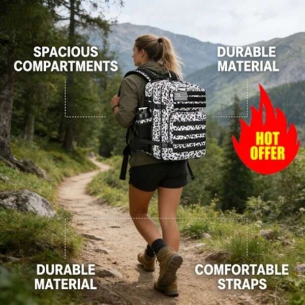 SEYATULLH Large Capacity Outdoor Camping Hiking Backpack, Multi-Functional Sports Travel Bag