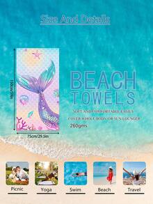 1 Stück traumhaft bunter Meerjungfrau-Schwanz Strandtuch, super weicher Mikrofaser extra großer Stranddecke, super saugfähiges Badetuch, geeignet für Reisen, Schwimmbad, Tauchen, Surfen, Yoga, Camping, in verschiedenen Größen erhältlich, Strandaccessoires - Verschiedenfarbig - Übersicht 15